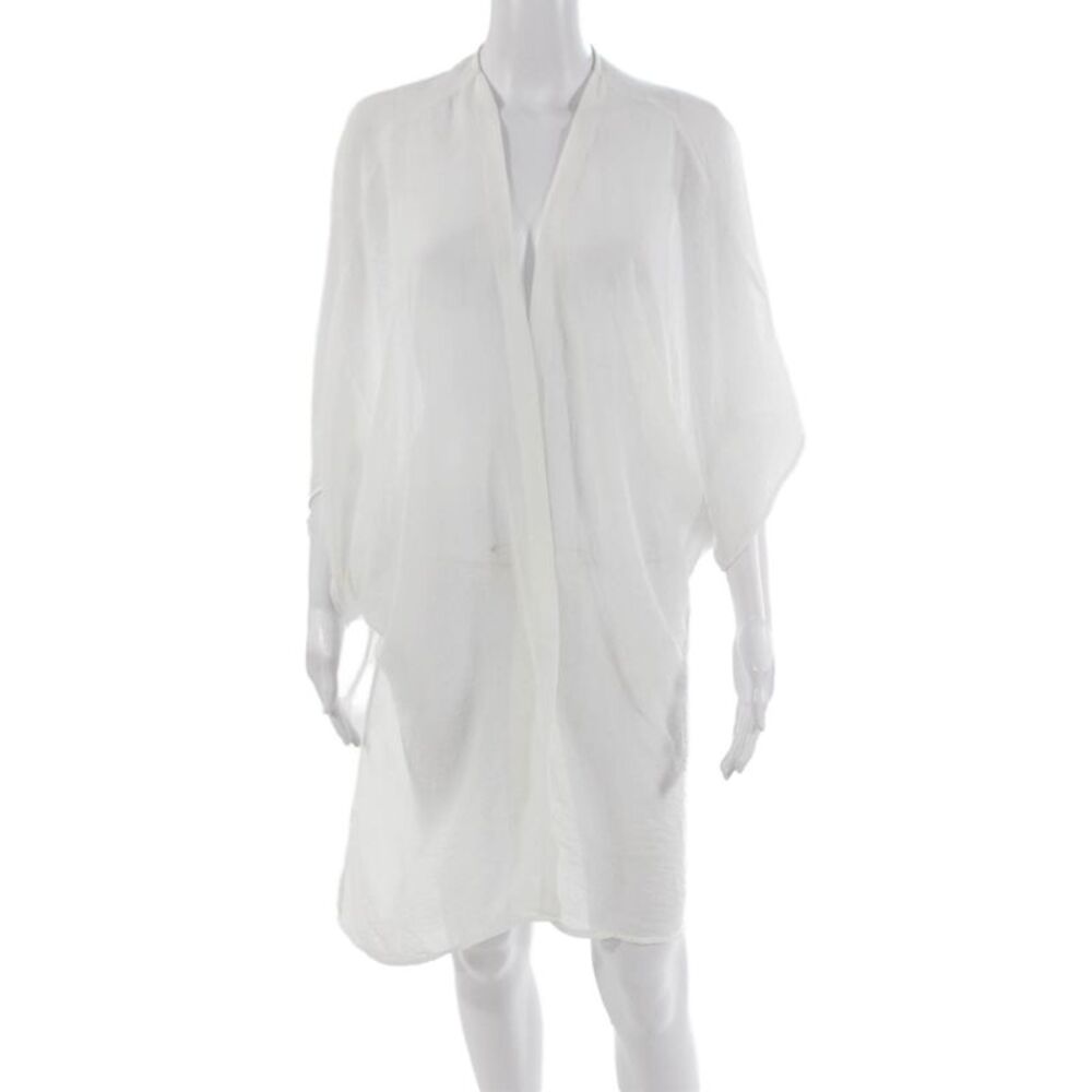 RaMona LaRue Womens White Polyester V Neck Solid Cover Up Size One Size